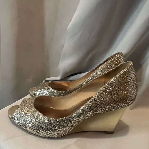 Badgley Mischka Shoes - Badgley Mischka Gold Glitter Wedges for Special Occasions